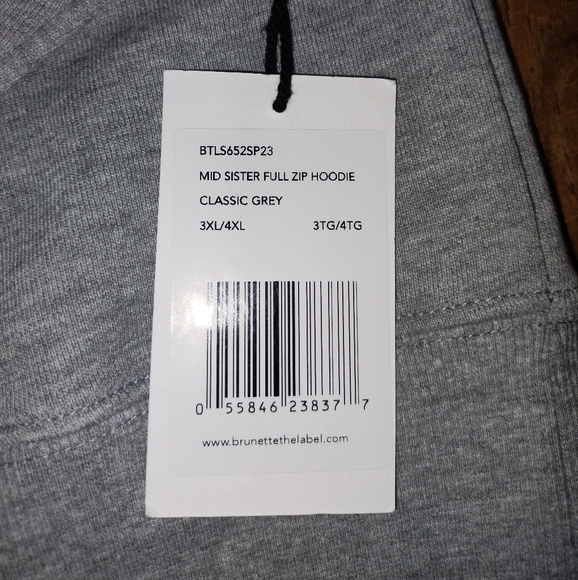 NWT Brunette the Label 3XL-4XL Middle Sister Full Zip Hoodie, Classic Gr… - Picture 6 of 14